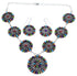 Multicolor Southwest Sterling Silver Link Necklace Set PX37831